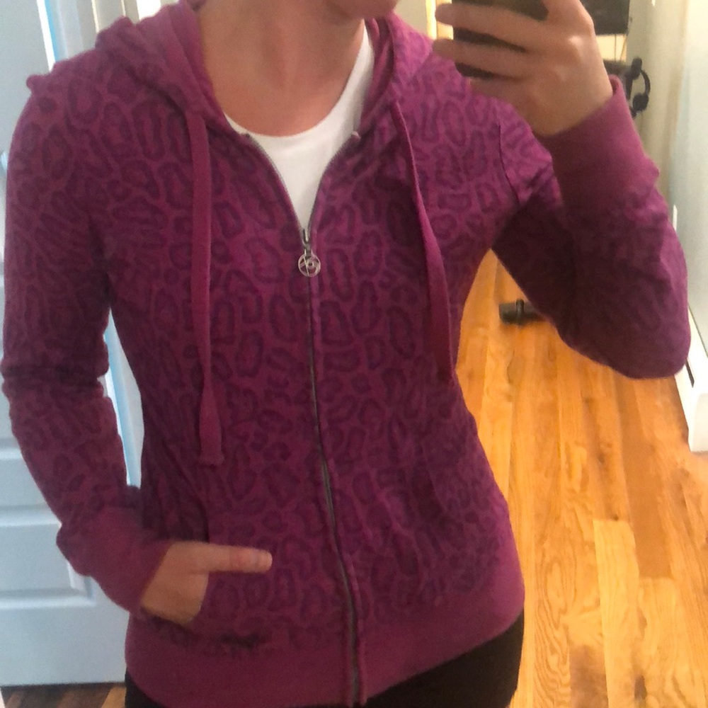 Fox brand leopard print purple hoodie